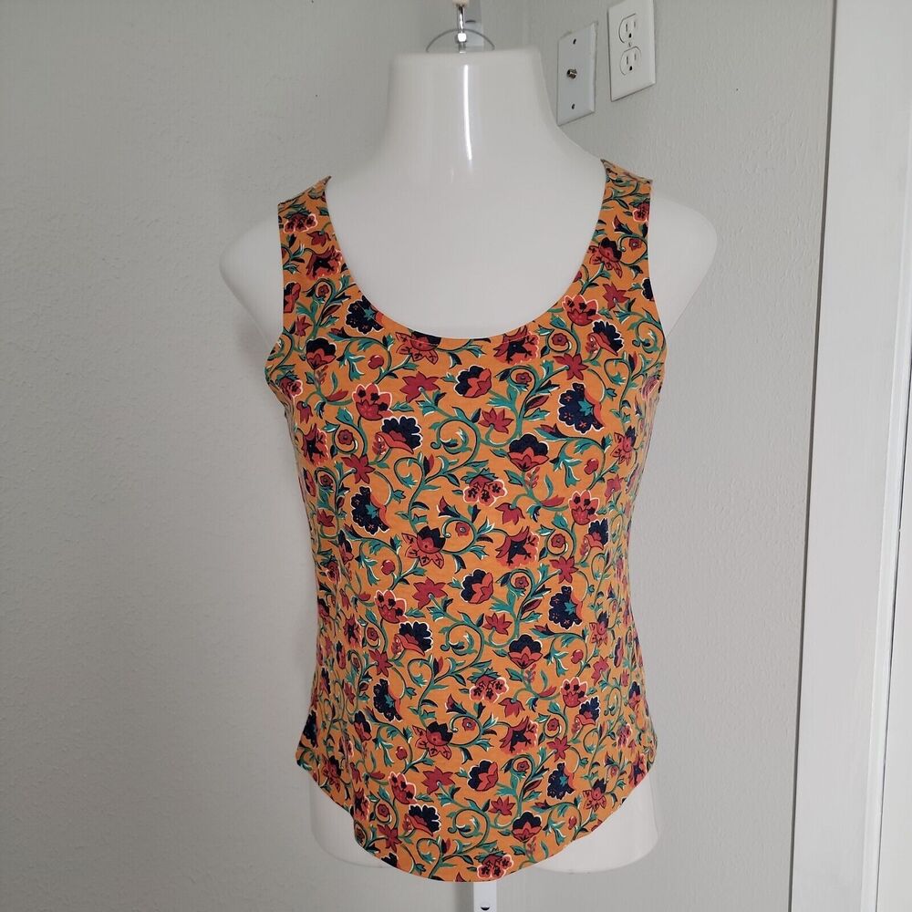 Sostanza Cute Shirt ~ Sz  M ~ Orange ~ Sleeveless ~ Floral